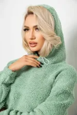 Худі жіночий однотонний з капюшоном, колір оливковий