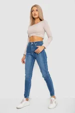 Джинси жіночі Mom-fit стрейч, колір синій, 98% бавовна, арт. 77-894