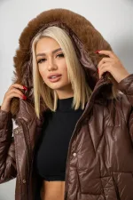 Куртка жіноча зимова коротка, колір коричневий, арт. 59-060