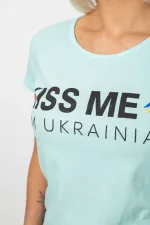 Футболка жіноча з патріотичним принтом, колір м'ятний