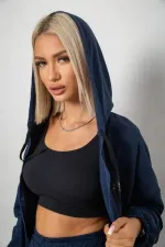 Спортивний костюм жіночий, колір темно-синій, 95% поліестер