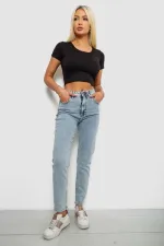Джинси жіночі однотонні Skinny, колір блакитний, 98