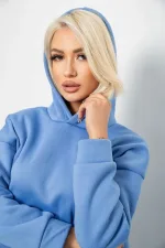 Спортивний костюм жіночий на флісі, колір блакитний