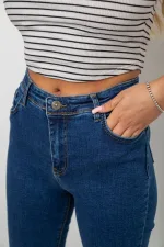Джинси жіночі однотонні Skinny, колір синій, 98% бавовна, арт. 64-104