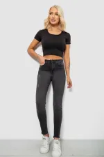 Джинси жіночі однотонні Skinny, колір сірий, 98% бавовна, Повсякденний (casual)