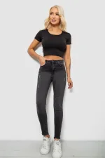 Джинси жіночі однотонні Skinny, колір сірий, 98% бавовна, арт. 24-583