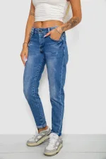 Джинси жіночі однотонні Straight fit, колір синій, арт. 24-515