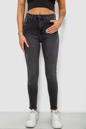 Джинси жіночі однотонні Skinny, колір сірий, 98% бавовна, Повсякденний (casual)