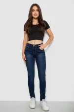 Джинси жіночі однотонні Skinny, колір синій, 63% бавовна