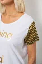 Футболка жіноча з принтом, колір білий, 90% бавовна, Повсякденний (casual)