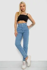 Джинси жіночі Mom-fit, колір блакитний, 98