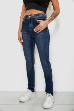 Джинси жіночі однотонні Skinny, колір синій, 98% бавовна, арт. 94-291