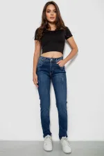 Джинси жіночі однотонні Skinny, колір синій, 98% бавовна