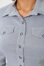 Сорочка класична в смужку, колір сірий, 95% бавовна, арт. 39-900