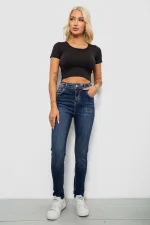 Джинси жіночі однотонні Skinny, колір синій, 98% бавовна, арт. 94-291