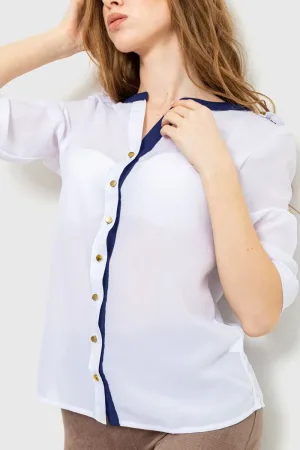 Блуза класична, колір біло-синій
