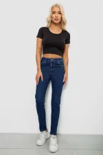 Джинси жіночі однотонні Skinny, колір синій, 98% бавовна, арт. 44-693