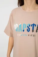 Футболка жіноча з принтом, колір бежевий, 90% бавовна, Повсякденний (casual)