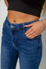 Джинси жіночі однотонні Skinny, колір синій, 70% бавовна