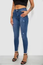 Джинси жіночі однотонні Skinny, колір синій, 62% бавовна