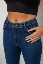 Джинси жіночі однотонні Skinny, колір темно-синій