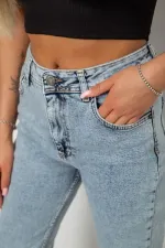 Джинси жіночі однотонні Skinny, колір блакитний, 98