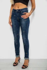 Джинси жіночі однотонні Skinny, колір синій, 95% віскоза