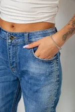 Джинси жіночі однотонні Straight fit, колір синій