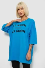 Футболка жіноча з принтом, колір блакитний, 100% бавовна, Повсякденний (casual)