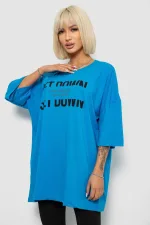Футболка жіноча з принтом, колір блакитний, 100% бавовна, арт. 55-059
