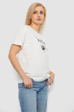 Футболка жіноча з принтом, колір молочний, 90% бавовна, арт. agee053b