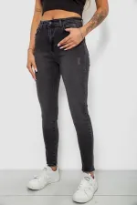 Джинси жіночі однотонні Skinny, колір сірий, 98% бавовна, Повсякденний (casual)