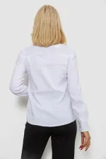 Блуза однотонна, колір білий, 95% бавовна, Повсякденний (casual)