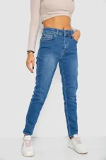 Джинси жіночі Mom-fit стрейч, колір синій, 98% бавовна, арт. 59-388