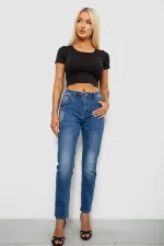 Джинси жіночі однотонні Skinny, колір синій, 69% бавовна