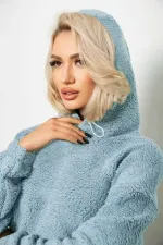 Худі жіночий однотонний з капюшоном, колір блакитний