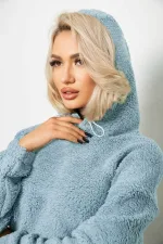 Худі жіночий однотонний з капюшоном, колір блакитний