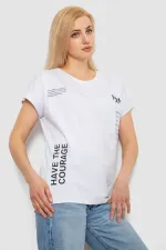 Футболка жіноча з принтом, колір білий, 95% бавовна, Повсякденний (casual)