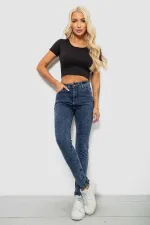 Джинси жіночі однотонні Skinny, колір синій, 98% бавовна, арт. 78-040