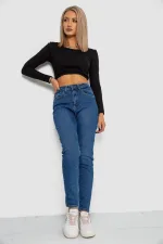 Джинси жіночі Mom-fit стрейч, колір синій, 98% бавовна