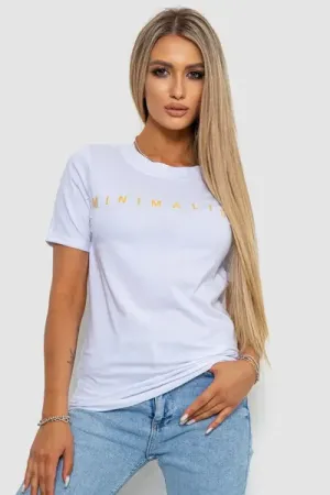 Футболка жіноча з принтом, колір білий, 100% бавовна, Повсякденний (casual)