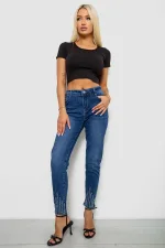 Джинси жіночі однотонні Skinny, колір синій, 70% бавовна