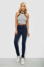 Джинси жіночі однотонні Skinny, колір синій, 67% бавовна