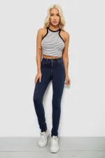 Джинси жіночі однотонні Skinny, колір синій, 67% бавовна