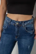 Джинси жіночі однотонні Skinny, колір синій, 98% бавовна