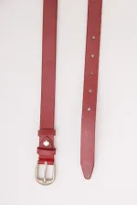 Жіночий ремінь зі шкірзаму, бордового кольору