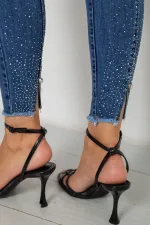 Джинси жіночі однотонні Skinny, колір синій, 62% бавовна