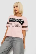 Футболка жіноча з принтом, колір персиковий, 95% бавовна, арт. f53cd8