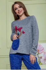 Жіночий костюм штани + кофта, сіро-синього кольору, 70% поліестер