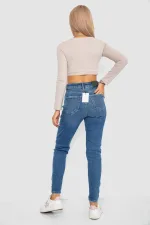 Джинси жіночі Mom-fit стрейч, колір синій, 98% бавовна, арт. 77-894
